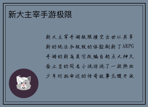 新大主宰手游极限
